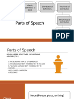 Parts of Speech: Parts of Speech Classic Definitions of P.O.S Distributional Definitions Two Kinds of Distribution