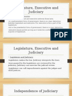 Legislature, Executive and Judiciary