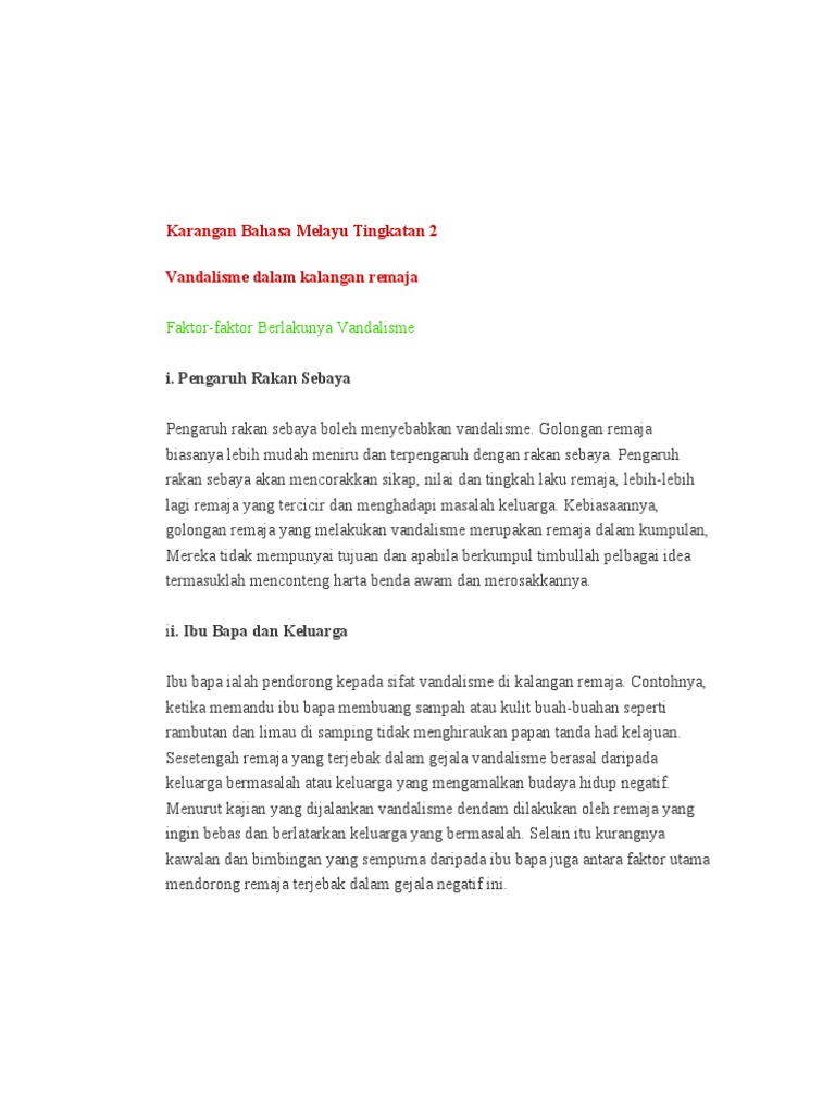 Karangan Bahasa Melayu Tingkatan 2
