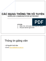 CÁC Mạng Thông Tin Vô Tuyến: Wireless Communication Networks