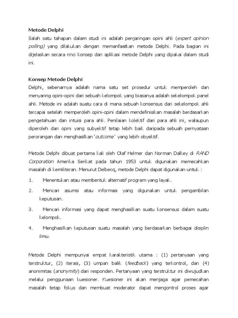 Penjaringan Opini Ahli Metode Delphi | PDF