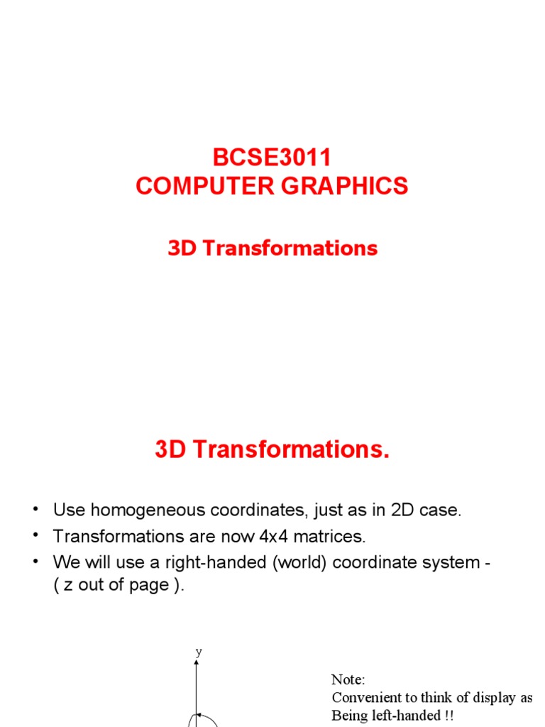 3D Transformations in Graphics | PDF