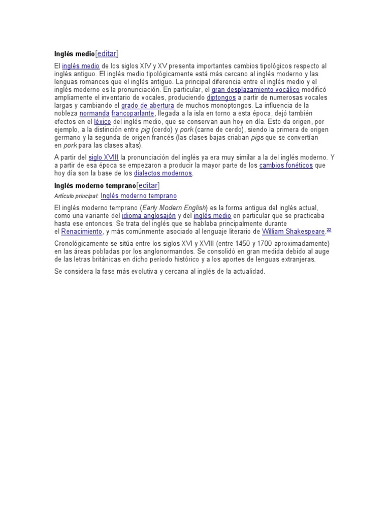 Evolución del Inglés Medio al Moderno | PDF