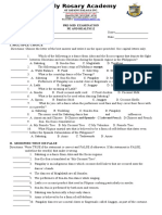 I. Multiple Choice: Pre-Mid Examination Pe and Health 12