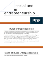 Rural, Social and Women Entrepreneurship