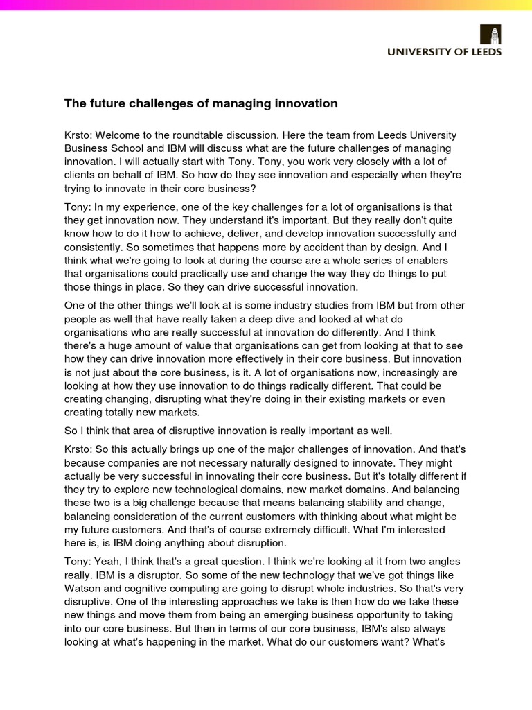 1.5 The Future Challenges of Managing Innovation | PDF | Design ...