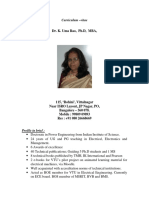 Curriculum Vitae of Dr. K. Uma Rao, Ph.D