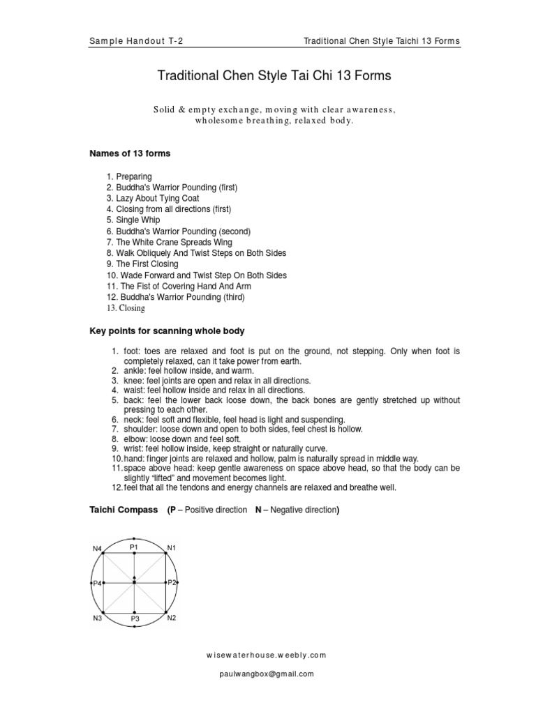 Chen Style Tai Chi 13 Forms Guide | PDF