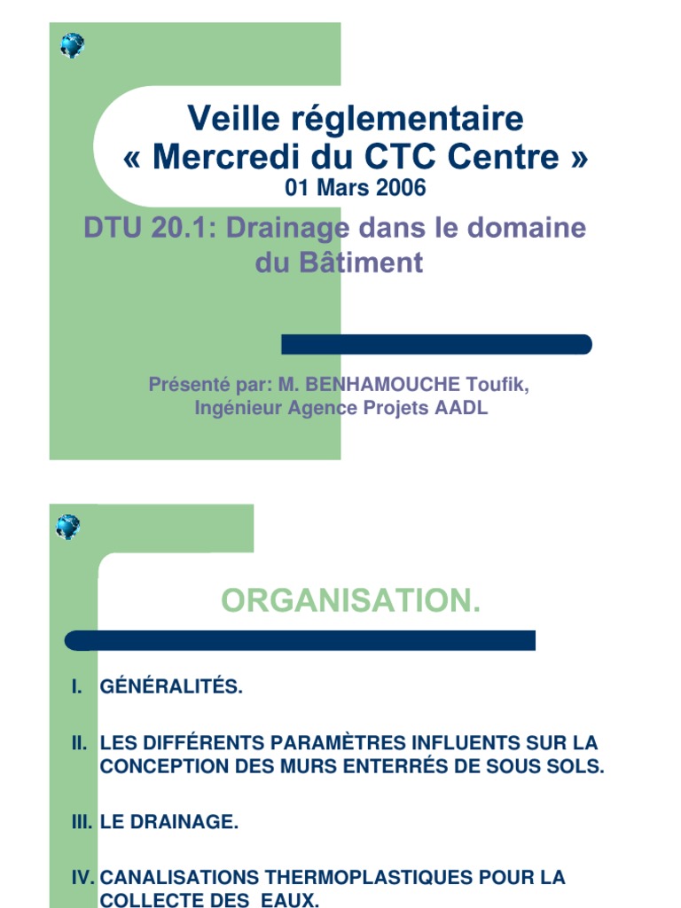 Drainage des murs enterrés selon DTU 20.1 PDF Mur Fondation — free download