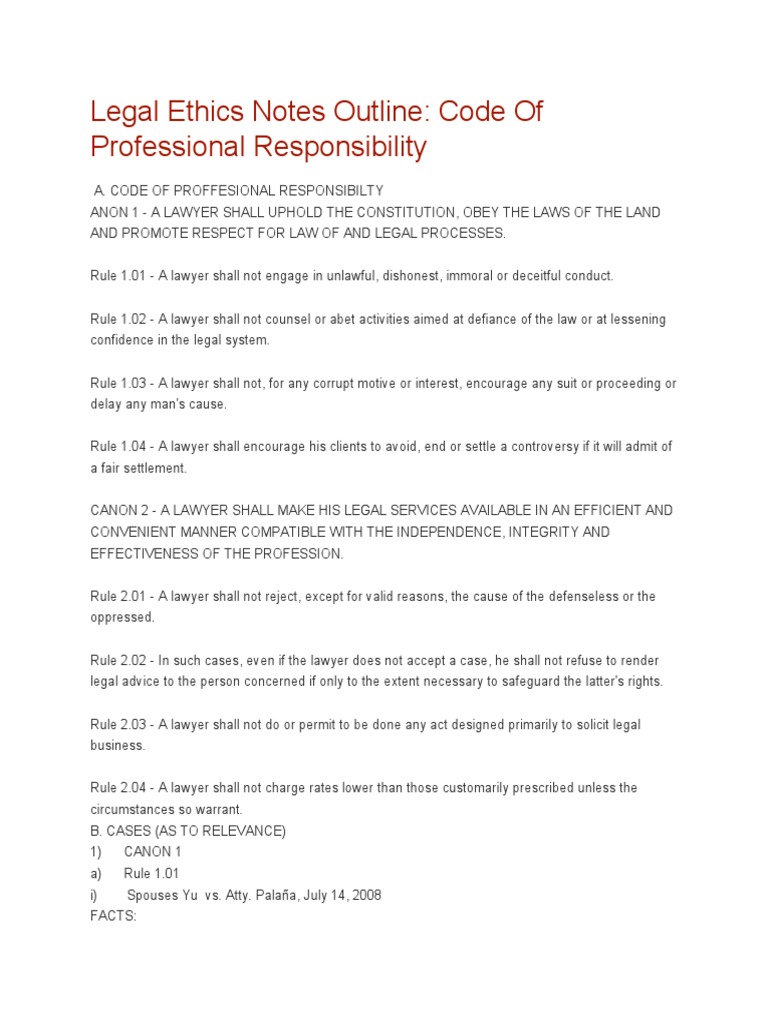 Legal Ethics Notes Outline PDF Notary Public Lawyer