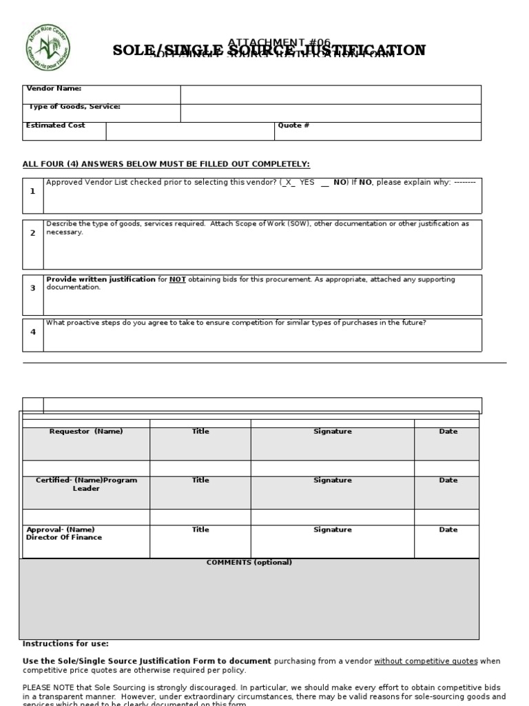 Attachment 06 Sole/Single Source Justification Form PDF