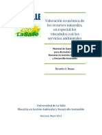 Valoración económica de los recursos naturales, en especial los vinculados con los servicios ambientales.