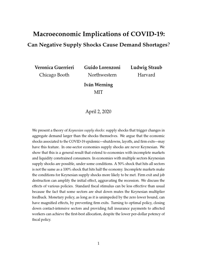 COVID-19's Economic Supply-Demand Impact | PDF | Fiscal Multiplier ...