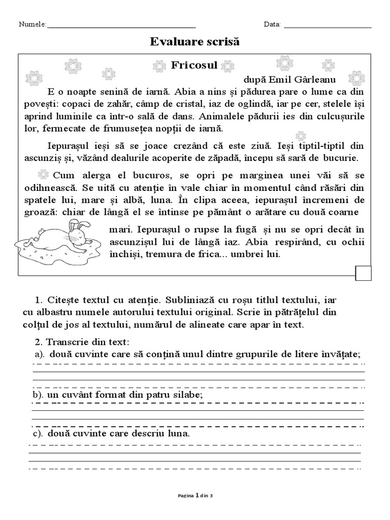 Proba De Evaluare ScrisÄƒ