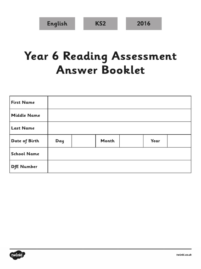 Year 6 Reading Assessment Answer Booklet 1 PDF PDF Poetry