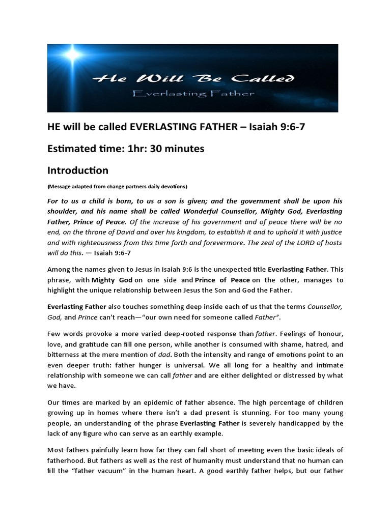 Everlasting Father: Understanding Jesus' Role | PDF | God The Father ...