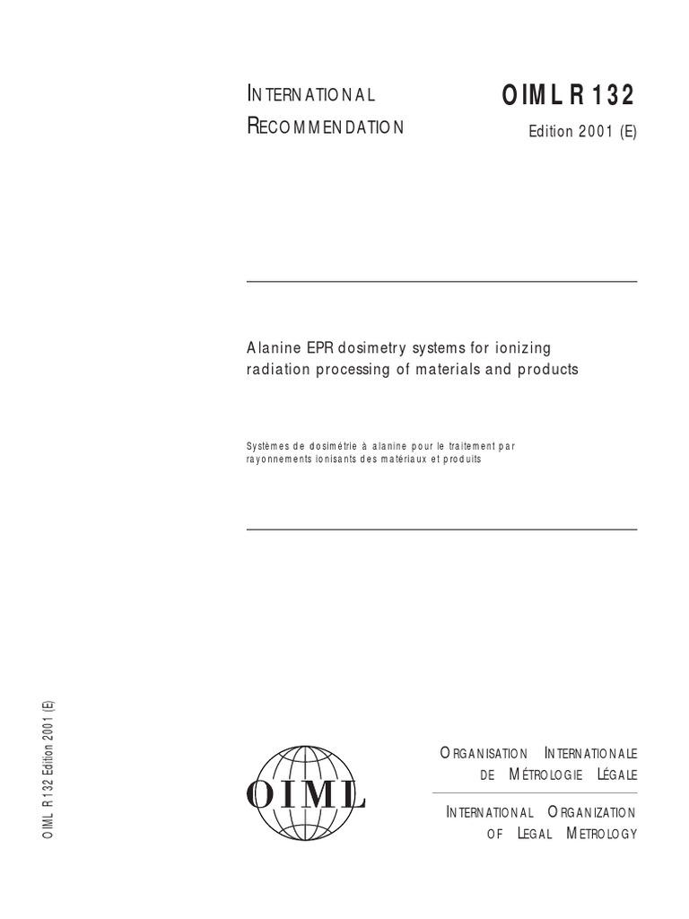 ALANINA EPR DOSIMETRIA OIML R132-E01 | PDF | Dosimetry | Electron ...