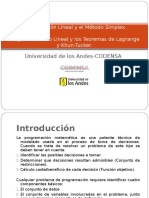 Programación Lineal y El Método Simplex. Programación No Lineal y Los Teoremas de Lagrange y Khun-Tucker