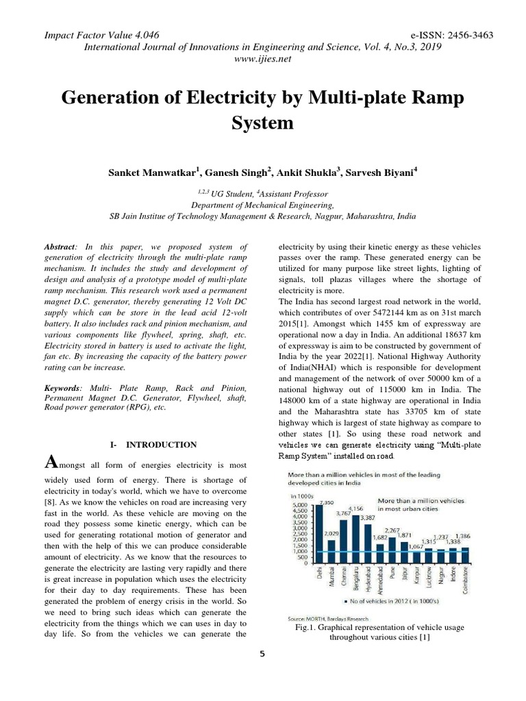 Generation of Electricity by Multi-Plate Ramp System | PDF | Power ...