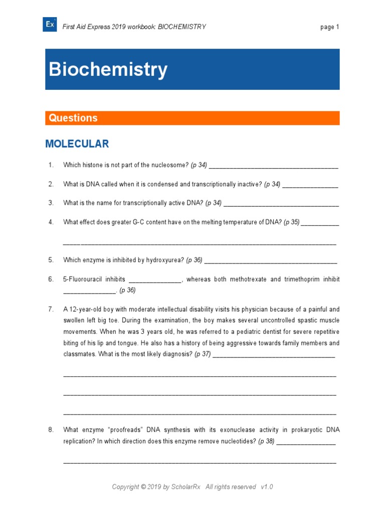 Biochemistry: Questions | PDF | Collagen | Dna Repair