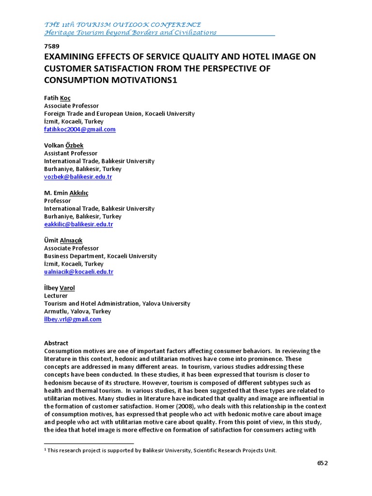 Hotel Image and Service Quality Impact | PDF | Customer Satisfaction ...