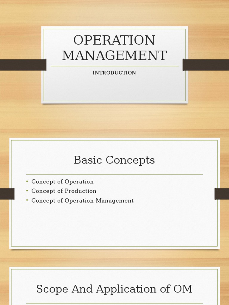 Overview of Operation Management Concepts | PDF