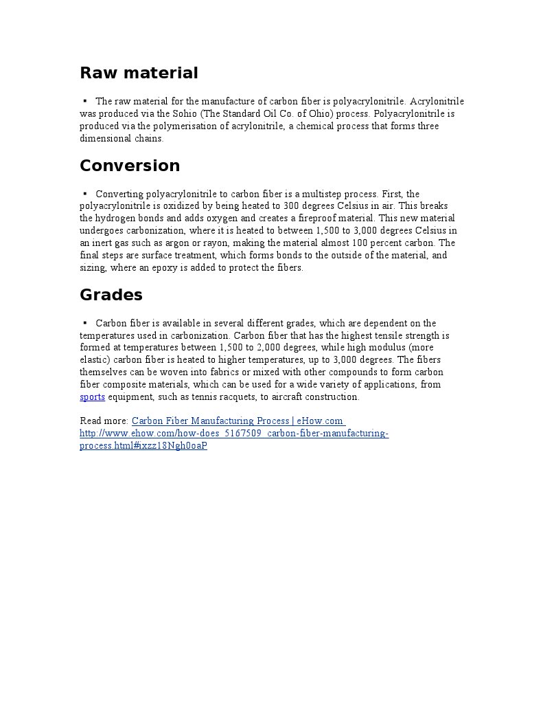 Carbon Fiber Manufacturing Process Explained | PDF