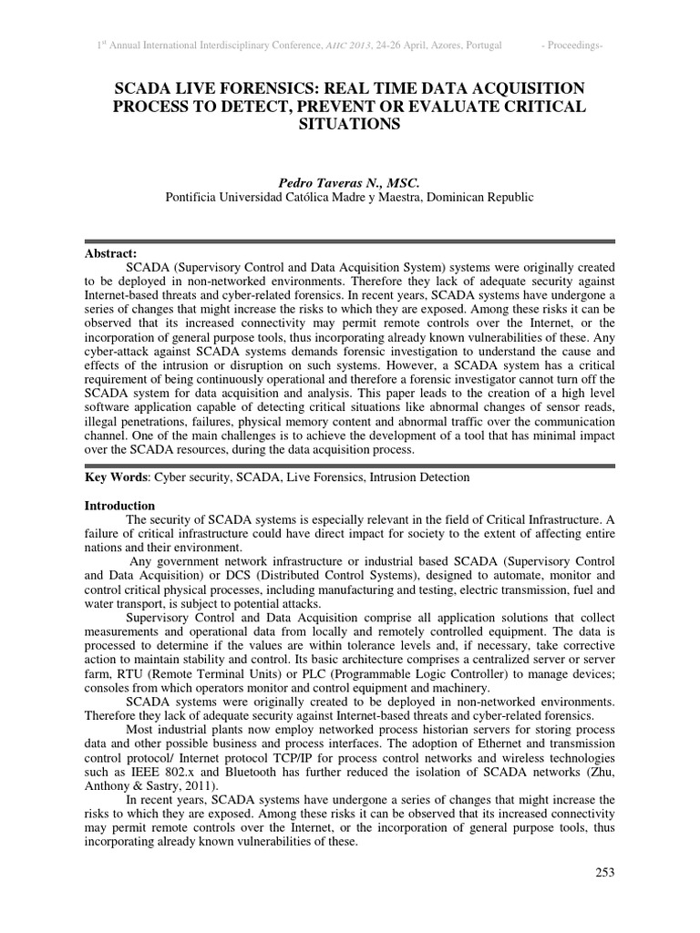 Scada Live Forensics: Real Time Data Acquisition Process To Detect ...