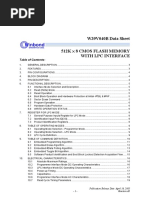 W39V040B Data Sheet 512K 8 Cmos Flash Memory With LPC Interface