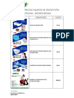 LISTA DE PRECIOS EQUIPOS DE PROTECCIÓN PERSONAL