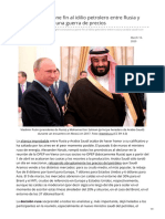 El Coronavirus Pone Fin Al Idilio Petrolero Entre Rusia y Arabia Saudí Con Una Guerra de Precios