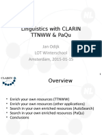 Linguistics With CLARIN LOT 2015 Winterschool TTNWW PaQU 2015-01-14