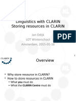 Linguistics With CLARIN LOT 2015 Winterschool Storing Data 2015-01-15
