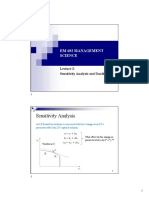 EM 602 MANAGEMENT SCIENCE: Sensitivity Analysis and Duality