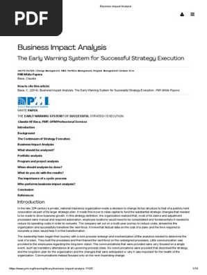 Business Impact Analysis