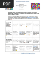 Kindergarten Social & Emotional Learning Choice Chart April 2020