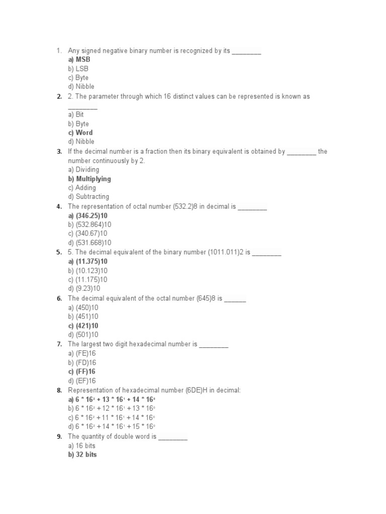 Binary and Hexadecimal Conversion Quiz | PDF