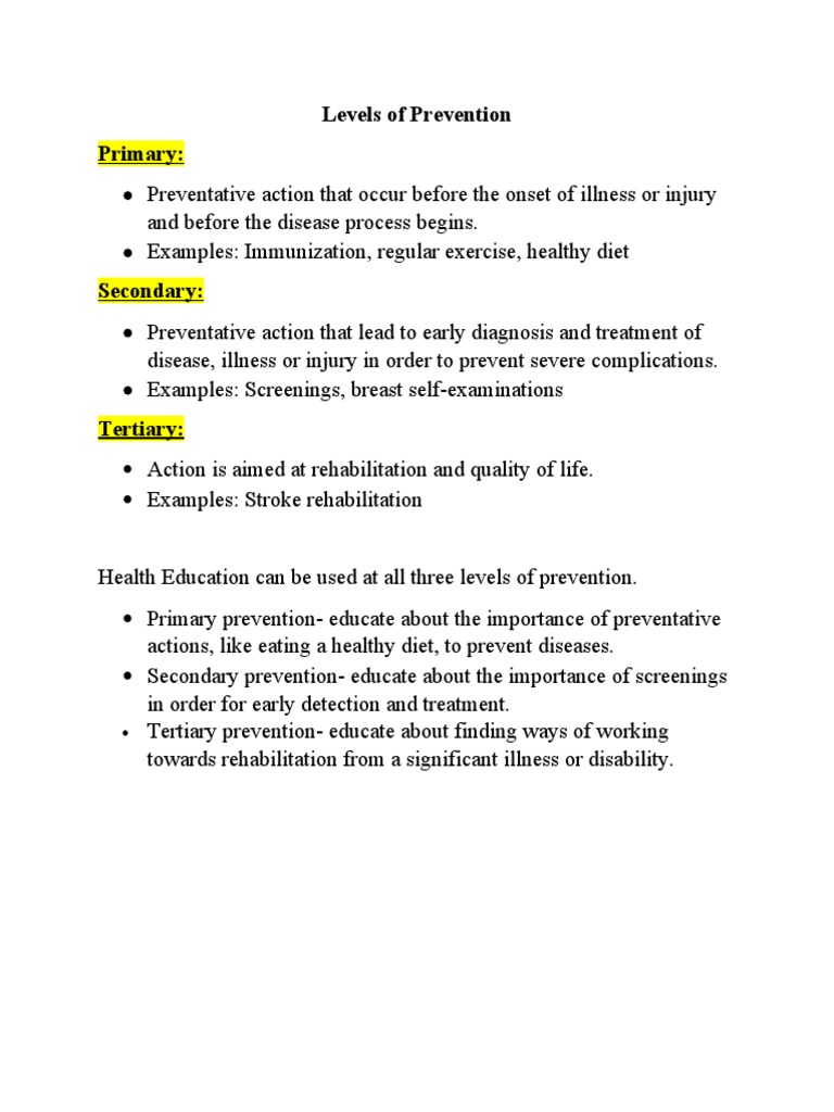 Levels Of Prevention Pdf
