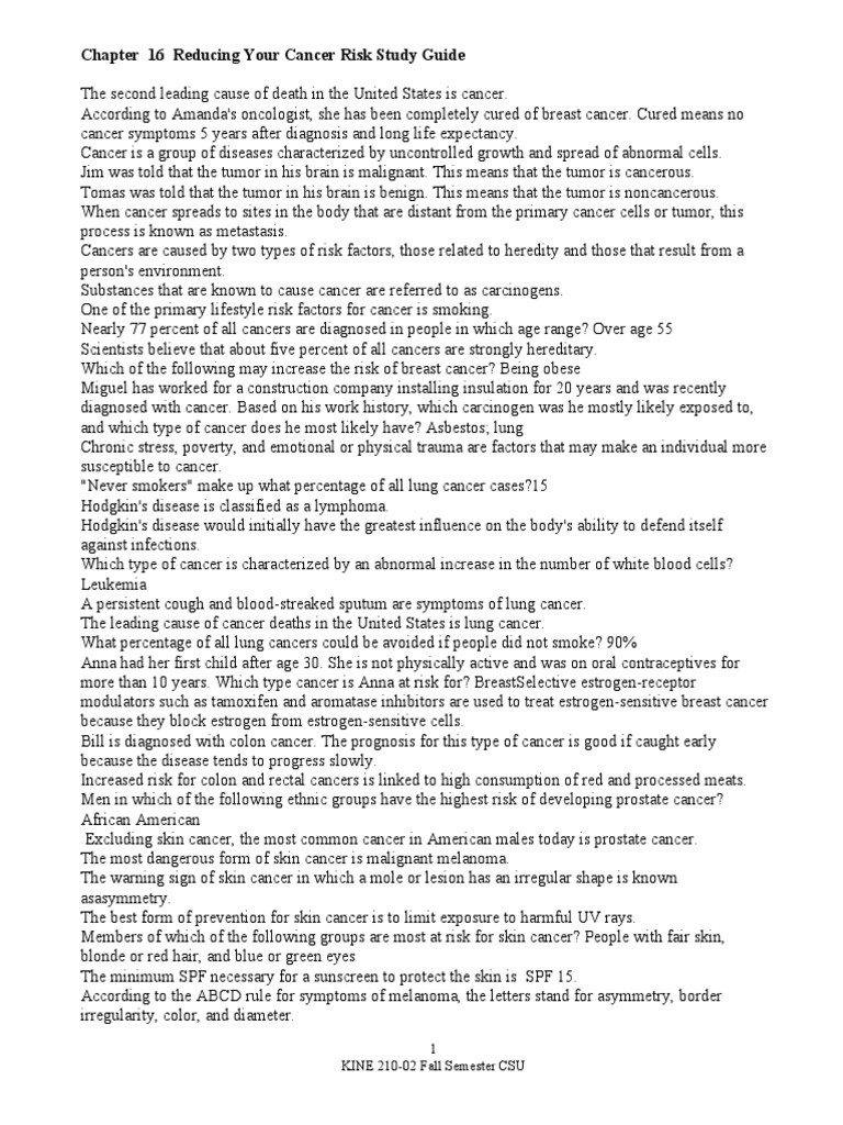 Cancer Risk Reduction Guide | PDF | Neoplasms | Cancer