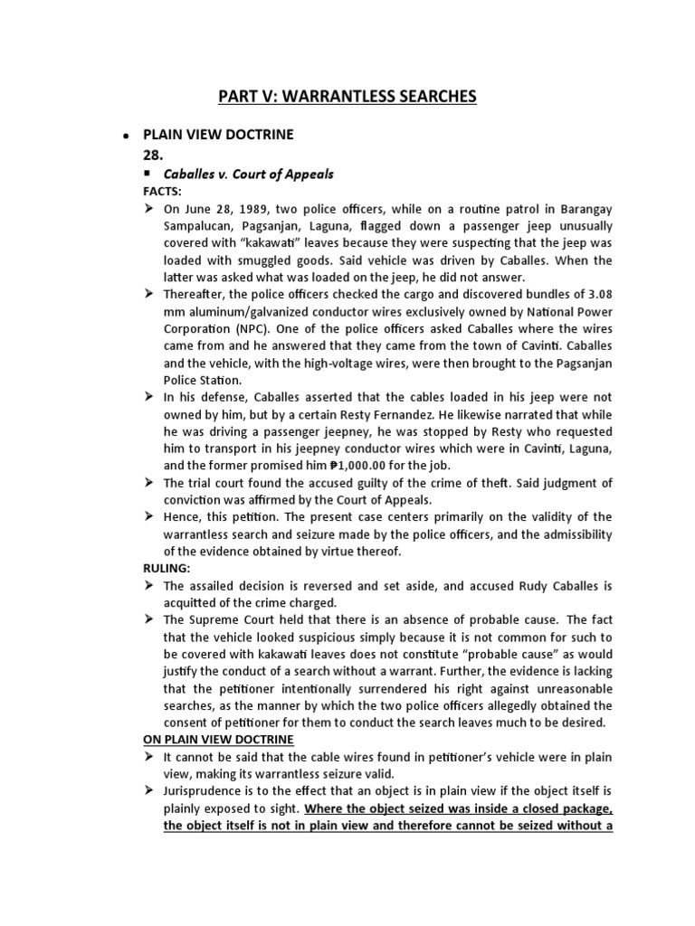 Warrantless Searches Exceptions PDF Search And Seizure Search Warrant