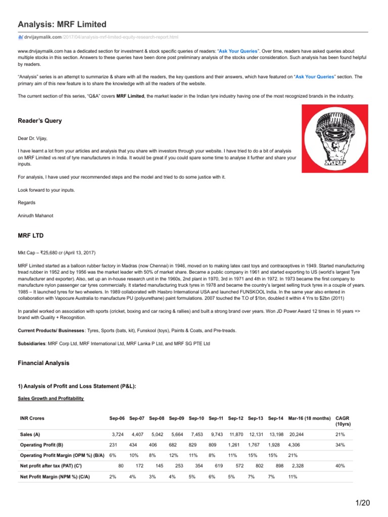 analysis mrf limited revenue investor ipsas 10