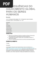 CONSEQUÊNCIAS DO AQUECIMENTO GLOBAL PARA OS SERES HUMANOS