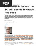 EXPLAINER: Issues The SC Will Decide in Grace Poe Case: Emil Marañon III