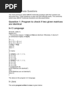 AMCAT Automata Questions: Program To Check If Two Given Matrices Are Identical in C Language