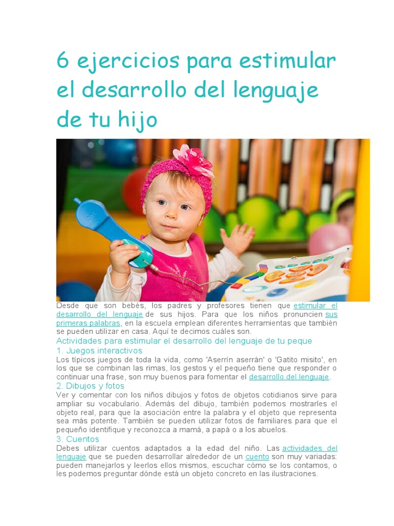 6 Ejercicios para Estimular El Desarrollo Del Lenguaje de Tu Hijo ...