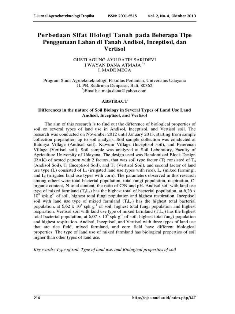 Jurnal Perbedaan Beberapa Sifat Biologi Tanah PDF | PDF | Soil Science ...