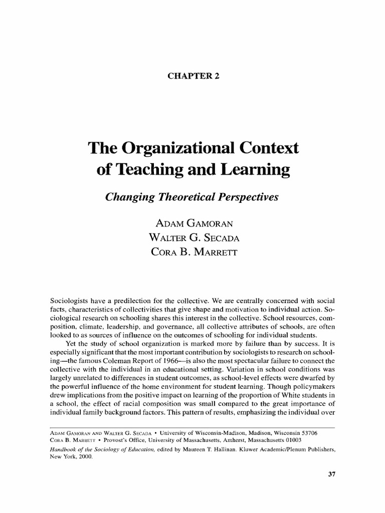 School Organization & Learning Dynamics | PDF | Teachers | Multilevel Model