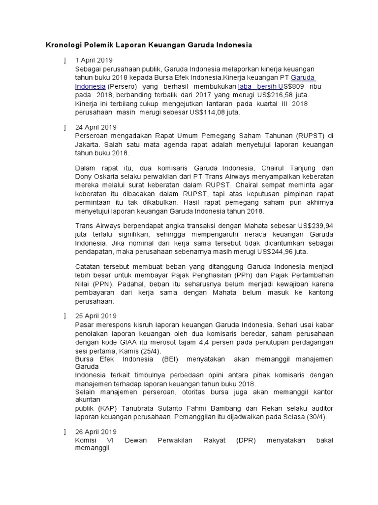 Garuda Indonesia Kena Sanksi OJK