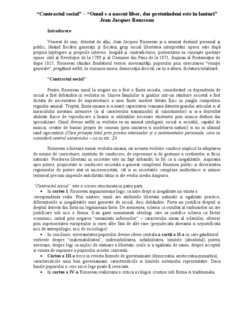 Contractul Social Rousseau