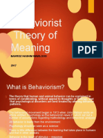 Behaviorist Theory of Meaning